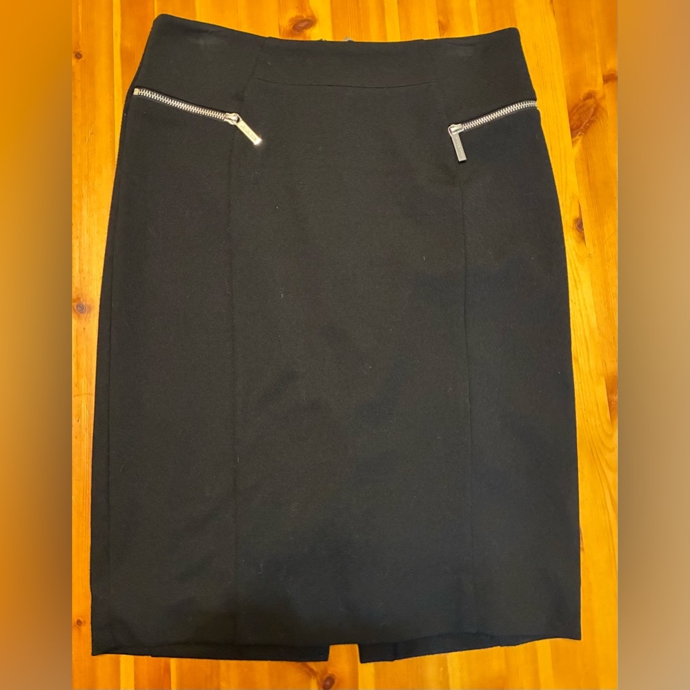 Michael Kors Black Pencil Skirt with Metallic Zippers